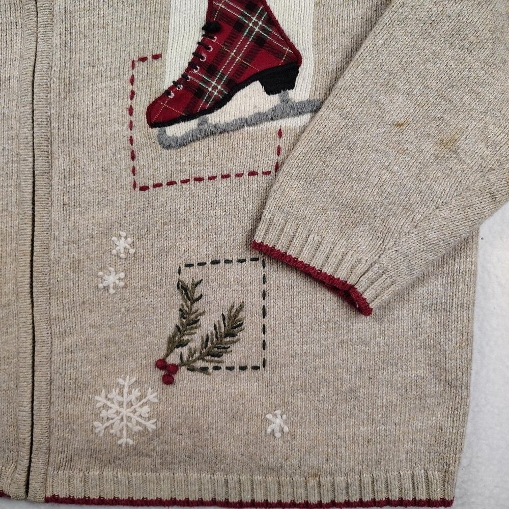 VTG Croft & Barrow Sweater Womens 2X Wool Blend Christmas Ice Skates - Picture 4 of 9
